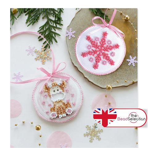 CHRISTMAS PINK BABY REINDEER ABRIS ART BEAD EMBROIDERY KIT DECORATION ABT018)