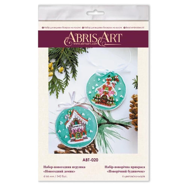 NEW YEARS HOUSE ABRIS ART BEAD EMBROIDERY KIT DECORATION 6.5cm x 6.5cm (ABT020)