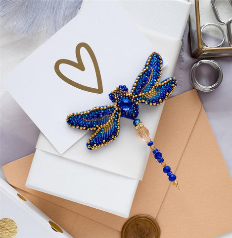 Dragonfly ABRIS ART BEAD EMBROIDERY BROOCH KIT 8.5cm x 8.2cm (AD-073)