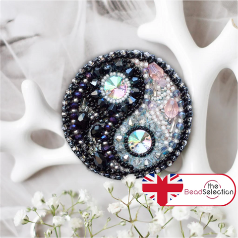 Balance Yin Yang ABRIS ART BEAD EMBROIDERY BROOCH KIT 5.4cm x 5.4cm (AD-090)