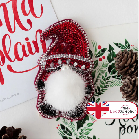 Gnome Christmas Gonk ABRIS ART BEAD EMBROIDERY BROOCH KIT 8.7cm x 5.5cm (AD-208)