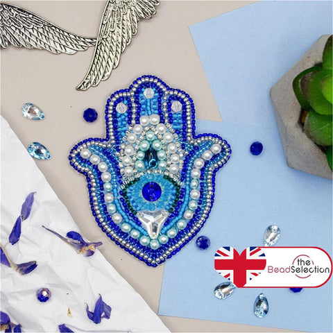Hand Of Hamsa Amulet ABRIS ART BEAD EMBROIDERY BROOCH KIT 8.2cm x 7.1cm (AD-220)