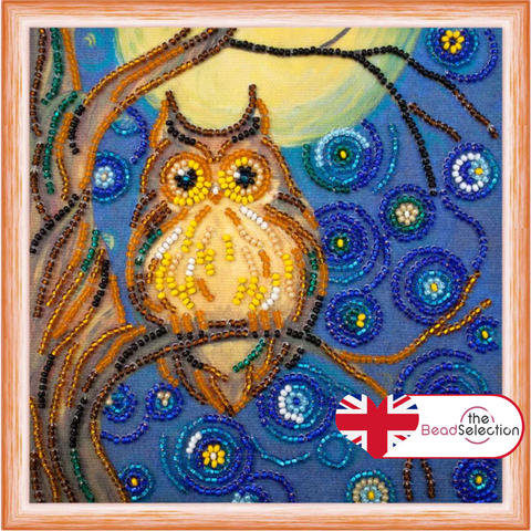 MIDNIGHT OWL ABRIS ART BEAD EMBROIDERY KIT MIDI 15cm x 15cm ( AM-103)