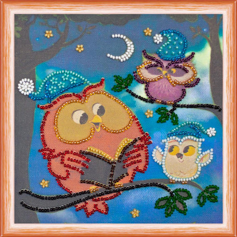 LITTLE WHYER OWLS ABRIS ART BEAD EMBROIDERY KIT MIDI 15cm x 15cm ( AM-108 )