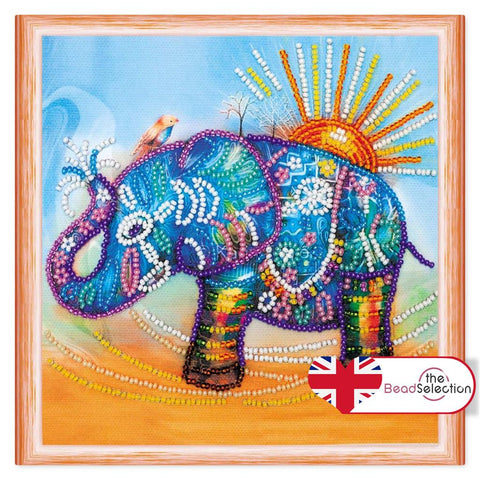 NEON ELEPHANT ABRIS ART BEAD EMBROIDERY KIT MIDI 15cm x 15cm ( AM-149)