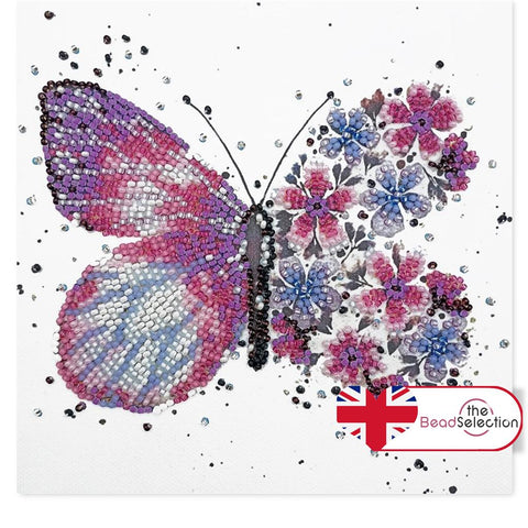 PINK WINGS BUTTERFLY ABRIS ART BEAD EMBROIDERY KIT MIDI 15cm x 15cm ( AM-238)
