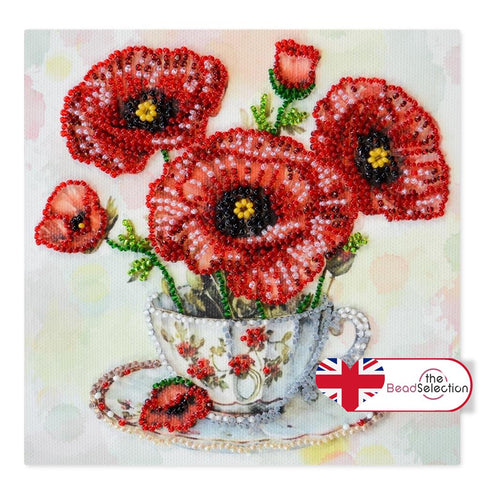 INSPIRED MORNING POPPY'S ABRIS ART BEAD EMBROIDERY KIT 15cm x 15cm ( AM-250)