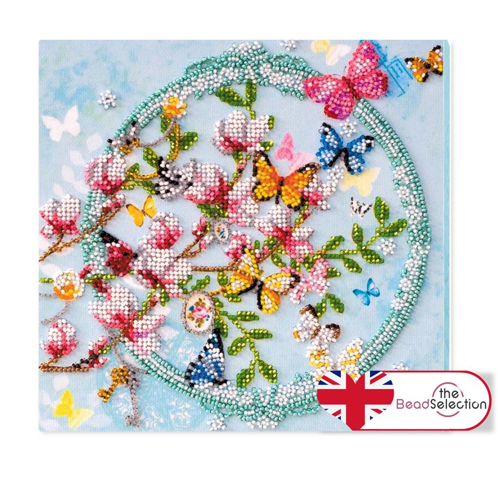 KEYS TO THE SPRING BUTTERFLYS AND FLOWER ABRIS ART BEAD EMBROIDERY KIT (AMB-020)