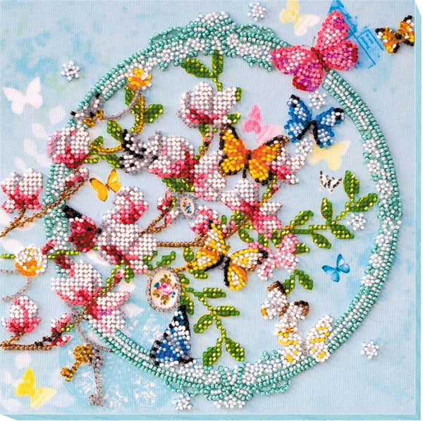 KEYS TO THE SPRING BUTTERFLYS AND FLOWER ABRIS ART BEAD EMBROIDERY KIT (AMB-020)