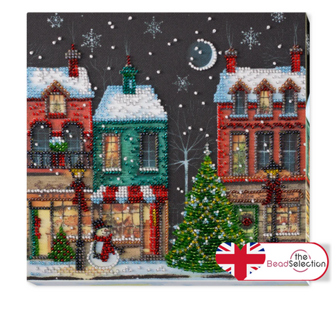 CHRISTMAS HOLIDAY TOWN ABRIS ART BEAD EMBROIDERY KIT MIDI 20cm x 20cm (AMB-048)