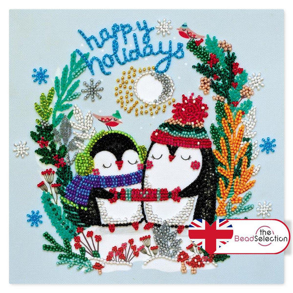 SWEET WINTER CHRISTMAS PENGUINS ABRIS ART BEAD EMBROIDERY KIT MIDI ( AMB-082 )