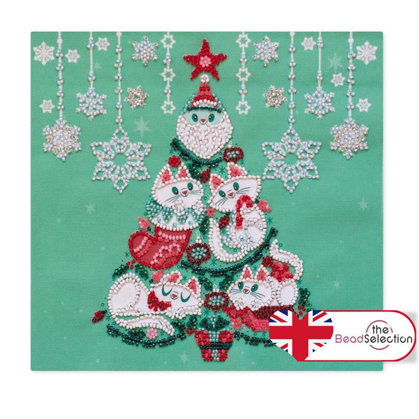 CATS DECORATE CHRISTMAS TREE ABRIS ART BEAD EMBROIDERY KIT MIDI ( AMB-083 )