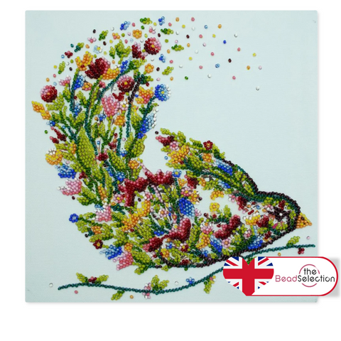 A SINGING BIRD ABRIS ART BEAD EMBROIDERY KIT MIDI 20cm x 20cm ( AMB-094 )