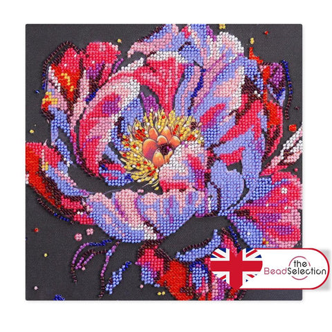 TIME TO BLOOM FLOWER ABRIS ART BEAD EMBROIDERY KIT MIDI 20cm x 20cm ( AMB-104 )