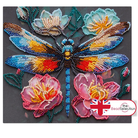 FLICKERING WINGS DRAGONFLY ABRIS ART BEAD EMBROIDERY KIT 20cm x 20cm ( AMB-106)