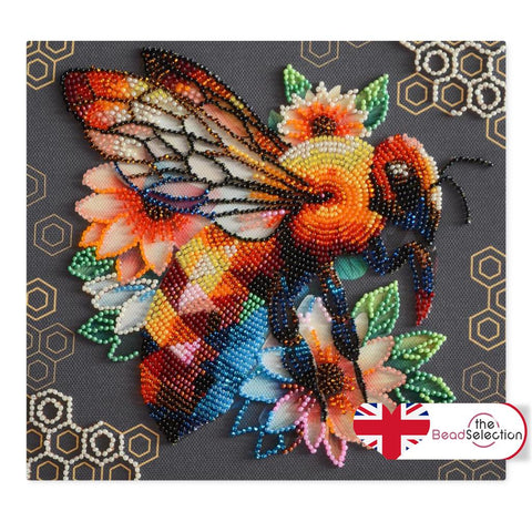 HONEY MOSAIC BEE ABRIS ART BEAD EMBROIDERY KIT 20cm x 20cm ( AMB-112)