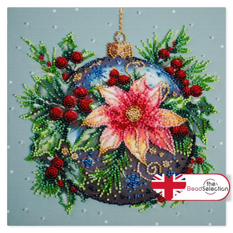 CHRISTMAS GLOW BAUBLE ABRIS ART BEAD EMBROIDERY KIT 20cm x 20cm ( AMB-113)