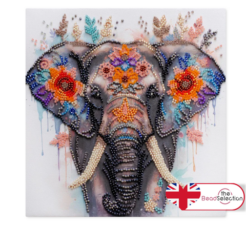 SECRETS OF THE EAST ELEPHANT ABRIS ART BEAD EMBROIDERY KIT 20cmX20cm ( AMB-116)