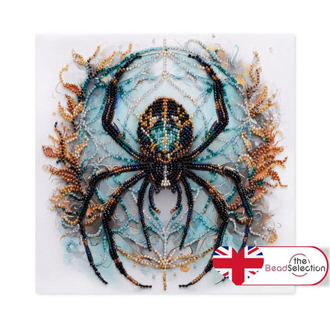 CRYSTAL WEB SPIDER ABRIS ART BEAD EMBROIDERY KIT 20cm x 20cm ( AMB-117)