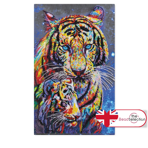 COLOURED TIGERS ABRIS ART BEAD EMBROIDERY KIT large 46cm x 30cm ( AB-833)