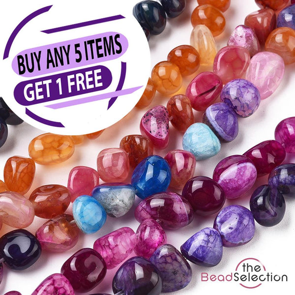 Agate Gemstone Tumbled Nugget Chip Beads 8mm -13mm Mixed Colour 45+ GC16