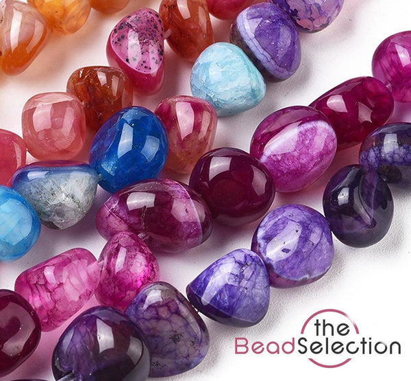 Agate Gemstone Tumbled Nugget Chip Beads 8mm -13mm Mixed Colour 45+ GC16