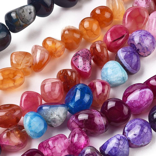 Agate Gemstone Tumbled Nugget Chip Beads 8mm -13mm Mixed Colour 45+ GC16
