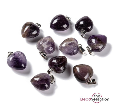 AMETHYST GEMSTONE HEART CHARM PENDANT IDEAL GIFT C303