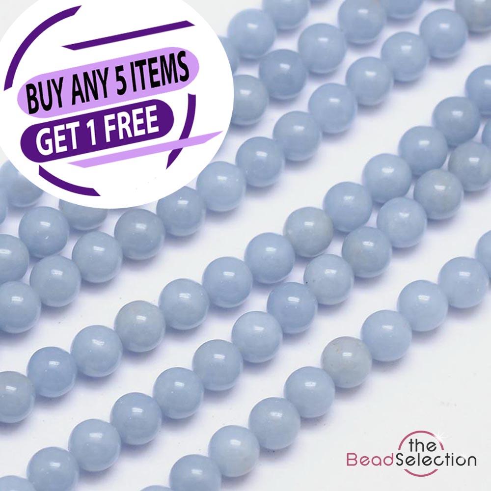 25 Angelite Natural Blue Gemstone Beads 8mm 'Angel Stone