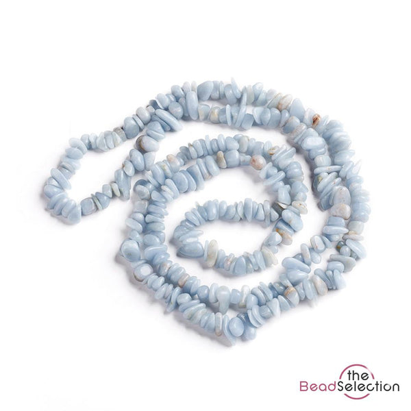 ANGELITE NATURAL GEMSTONE CHIP BEADS 10mm-5mm 'ANGEL STONE' 1 STRAND GC75