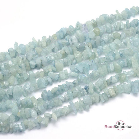 BLUE AQUAMARINE GEMSTONE CHIP BEADS 5mm - 8mm 1 strand 240+ jewellery makingGC42