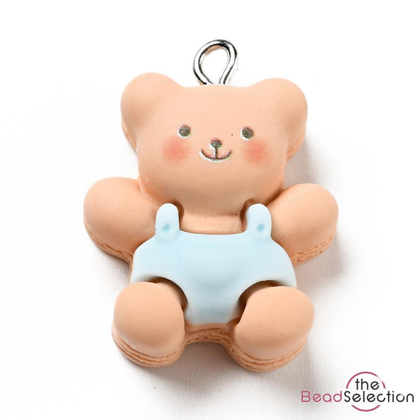 5 Baby Teddy Bear Resin Charms Pendants 27mm Kawaii Jewellery Making C323