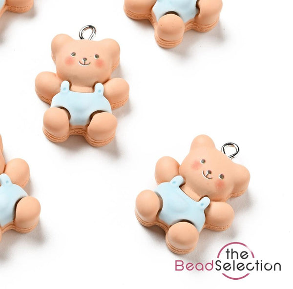 5 Baby Teddy Bear Resin Charms Pendants 27mm Kawaii Jewellery Making C323