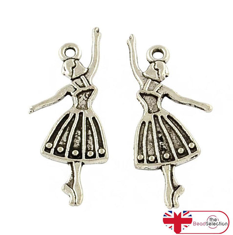 15 BALLERINA BALET CHARMS PENDANT BRIGHT TIBETAN SILVER 32mm 3D JEWELLERY C159