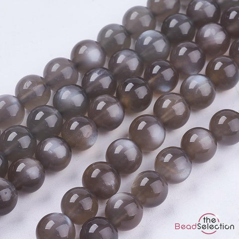 NATURAL BLACK MOONSTONE ROUND GEMSTONE BEADS 8mm 25 Beads GS175