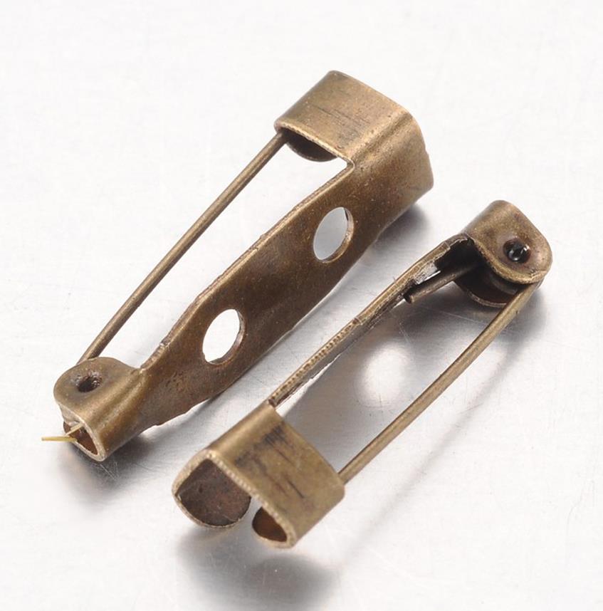 TOP QUALITY 50 BROOCH BACKS bar badge pins 30mm BRONZE PLATED AC11