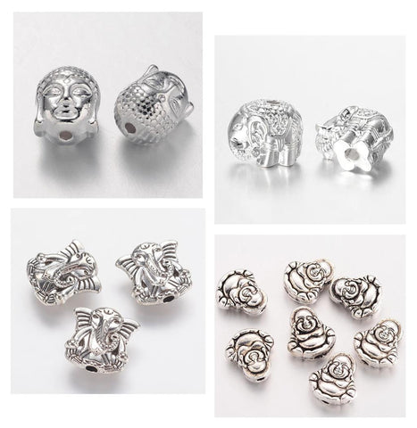 TIBETAN SILVER BUDDHA SPACER BEADS CHARMS CHOICE CHAKRA JEWELLERY MAKING
