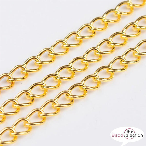GOLD PLATED TWIST CURB CHAIN 5mm X 3.5mm JEWELLERY MAKING CH22