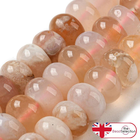 CHERRY BLOSSOM AGATE ROUND RONDELLE GEMSTONE BEADS 8mm 25 Beads GS185