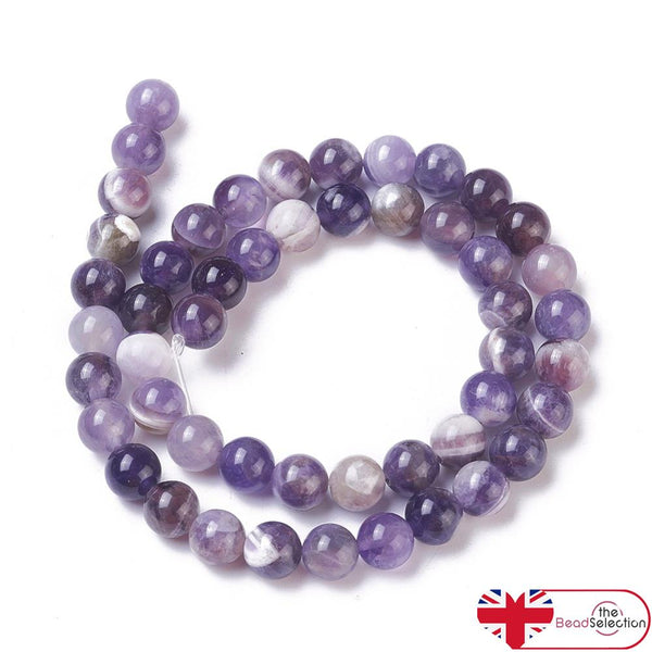 30 Chevron Amethyst Gemstone Round Beads 6mm GS241