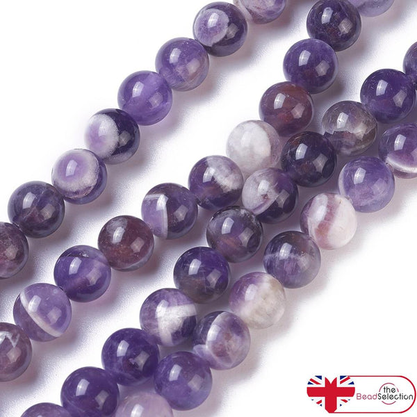30 Chevron Amethyst Gemstone Round Beads 6mm GS241