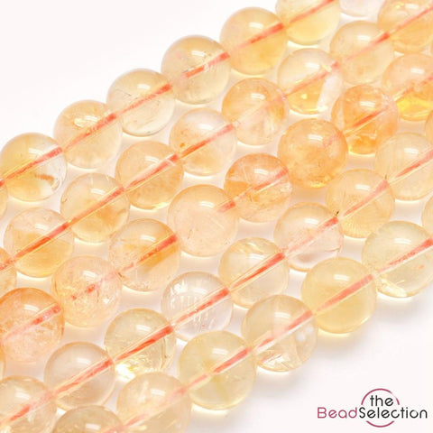 20 Yellow Citrine Round Beads Natural Gemstone 10mm Jewellery Making GS179