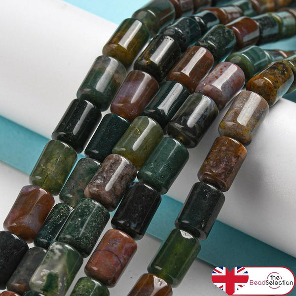 20 INDIAN AGATE TUBE COLUMN GEMSTONE BEADS 10mm Jewellery Making GS234