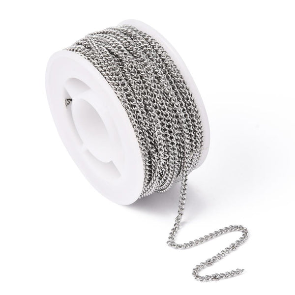 Stainless Steel 304 Fine Curb Chain 2.7mm x 2mm Jewellery Making STA28