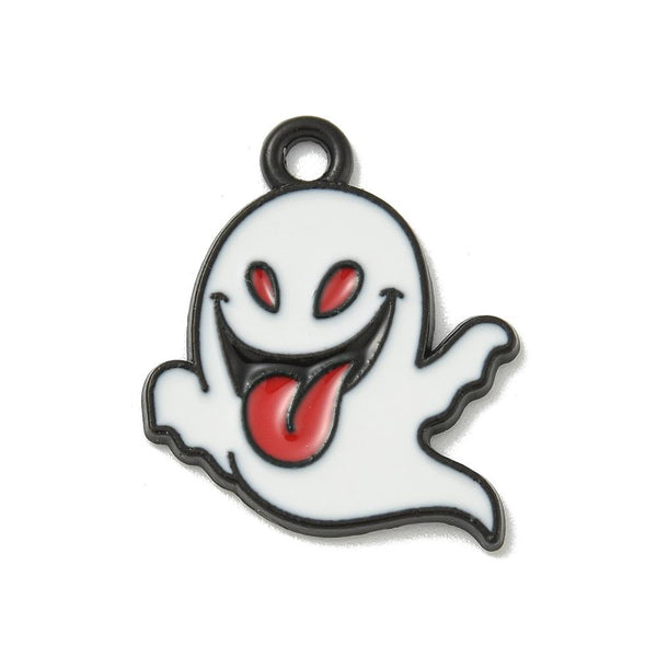 5 Halloween Ghost Enamel Charms Pendant 19mm Jewellery Making C330