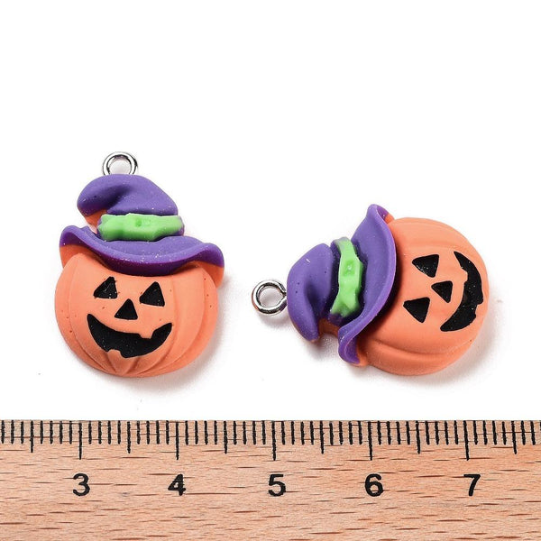 5 Halloween Pumpkin Resin Charms Pendant 25mm Jewellery Making C331