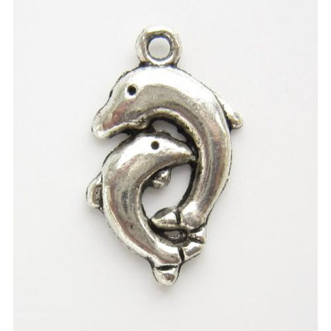 20 DOLPHIN TIBETAN SILVER CHARMS PENDANTS 22mm C186