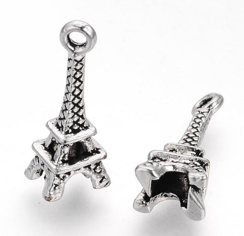 20 EIFFEL TOWER TIBETAN SILVER CHARMS PENDANTS 24mm DOUBLE SIDED C195