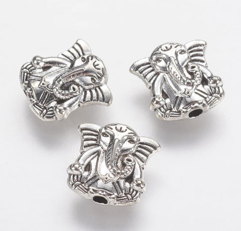 10 TIBETAN SILVER ELEPHANT BUDDHA SPACER BEADS CHARMS 10mm TOP QUALITY TS56