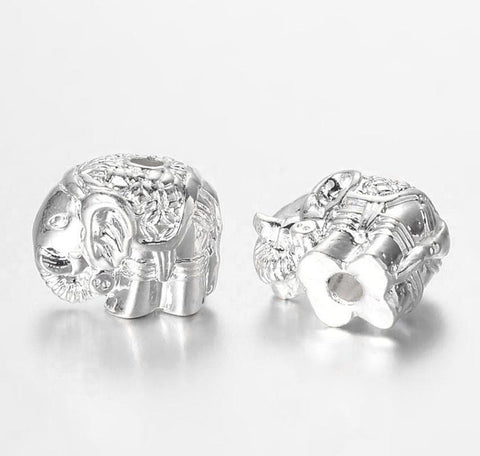 4 TIBETAN SILVER ELEPHANT SPACER BEADS CHARM 12mm HOLE 2mm jewellery making TS79